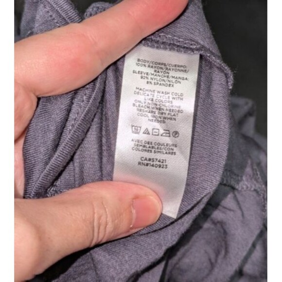 NWT Loft Blouse S Women's Gray Lace Sleeve Tissue Soft Stretchy Lightweight - Picture 5 of 5